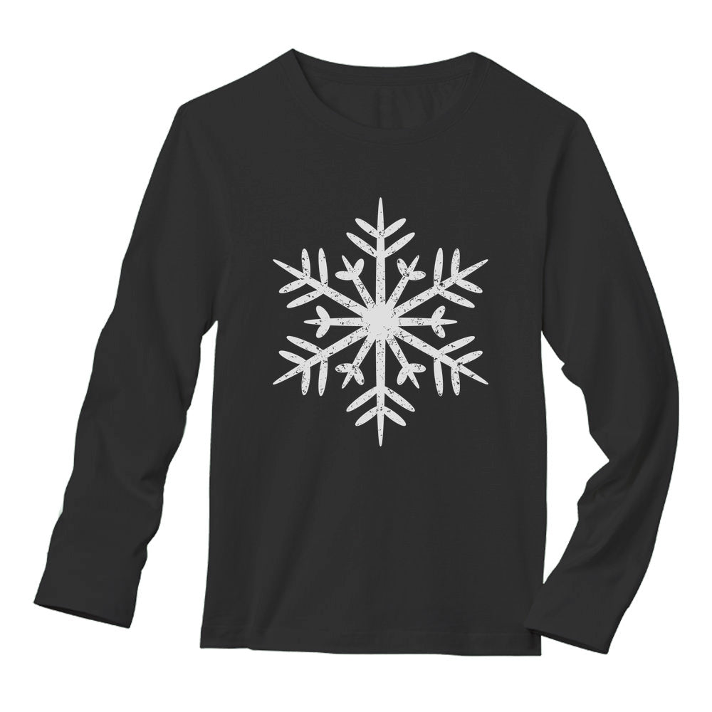 Big White Snowflakes Christmas Gift Xmas Long Sleeve T-Shirt - Black 2
