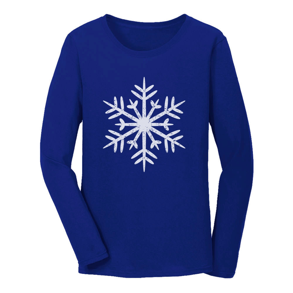 Big White Snowflakes Christmas Gift Xmas Women Long Sleeve T-Shirt 