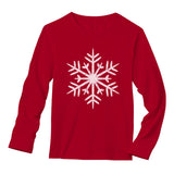 Thumbnail Big White Snowflakes Christmas Gift Xmas Long Sleeve T-Shirt Red 1