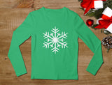 Big White Snowflakes Christmas Gift Xmas Women Long Sleeve T-Shirt 
