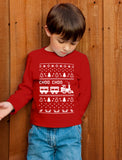 Thumbnail Choo Choo Train Children's Ugly Christmas Sweater Cute Youth Kids Long Sleeve T-Shirt Red 4