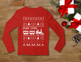 Thumbnail Choo Choo Train Children's Ugly Christmas Sweater Cute Youth Kids Long Sleeve T-Shirt Red 5