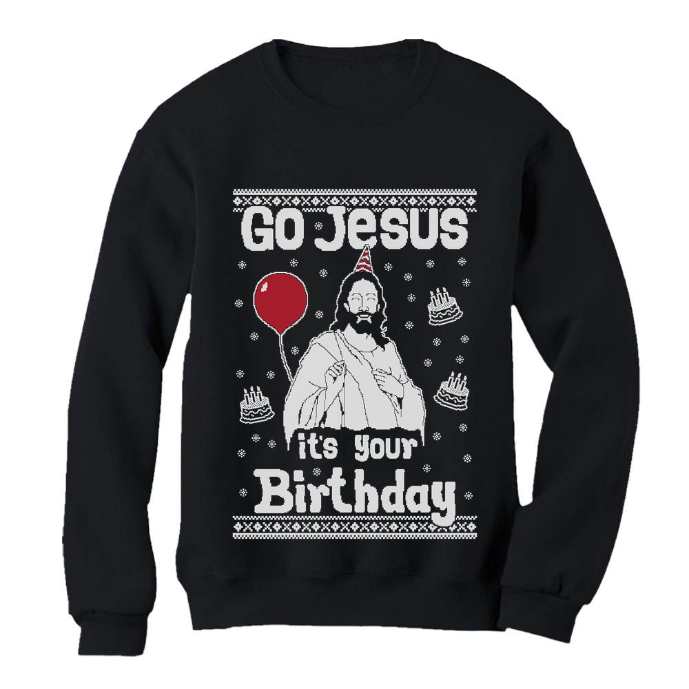 Go Jesus it's Your Birthday Women's Ugly Christmas Sweater - Black 2