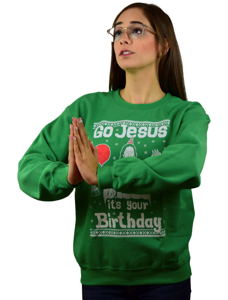 Go Jesus it's Your Birthday Women's Ugly Christmas Sweater - Black 3