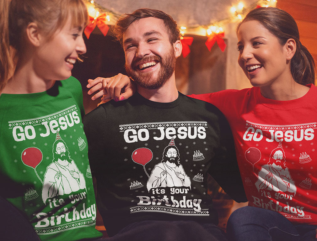 Go Jesus it's Your Birthday Women's Ugly Christmas Sweater - Black 5