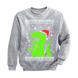 Big Green Trex Santa Ugly Christmas Sweater - Funny Youth Kids Sweatshirt 