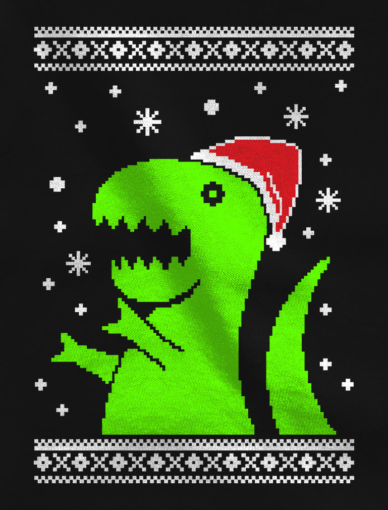 Big Green Trex Santa Ugly Christmas Sweater - Funny Youth Kids Sweatshirt 