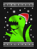 Thumbnail Big Green Trex Santa Ugly Christmas Sweater - Funny Youth Kids Sweatshirt Gray 5