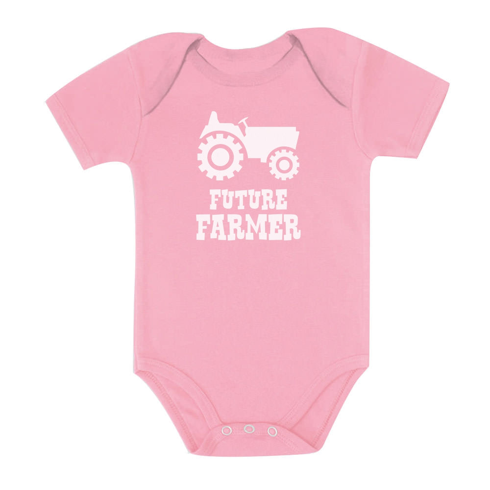 Future Farmer - Cute Baby Grow Vest Farmers Babies Gift Baby Bodysuit - Pink 3
