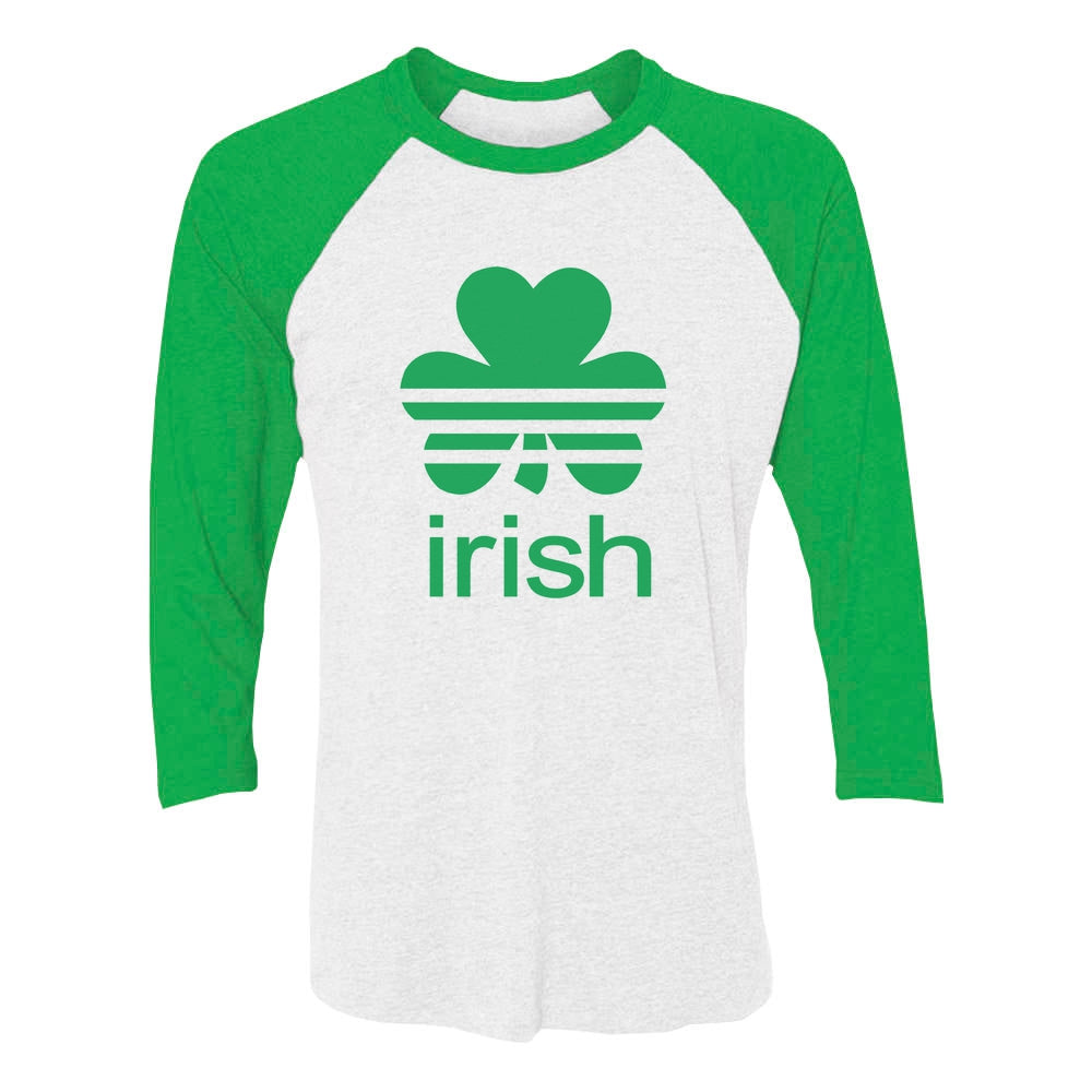 Irish Shamrock Clover 3/4 Women Sleeve Baseball Jersey Shirt - green/white 3