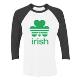 Thumbnail Irish Shamrock Clover 3/4 Women Sleeve Baseball Jersey Shirt black/white 4