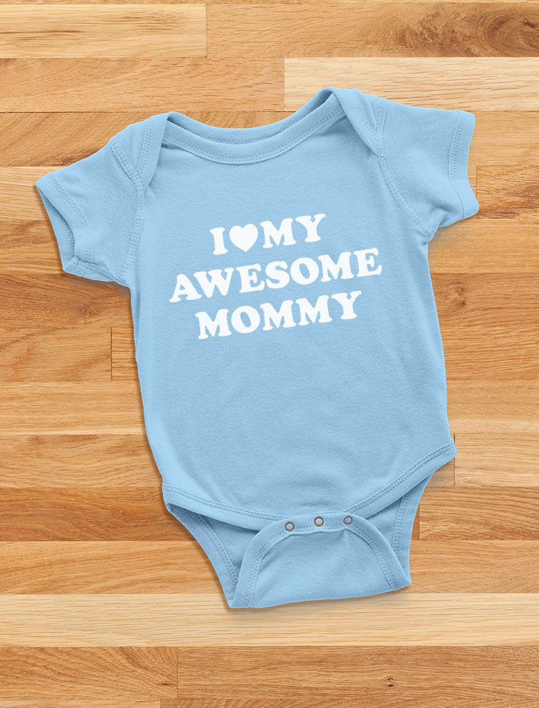 I Love My Awesome Mommy Baby Bodysuit - Navy 4