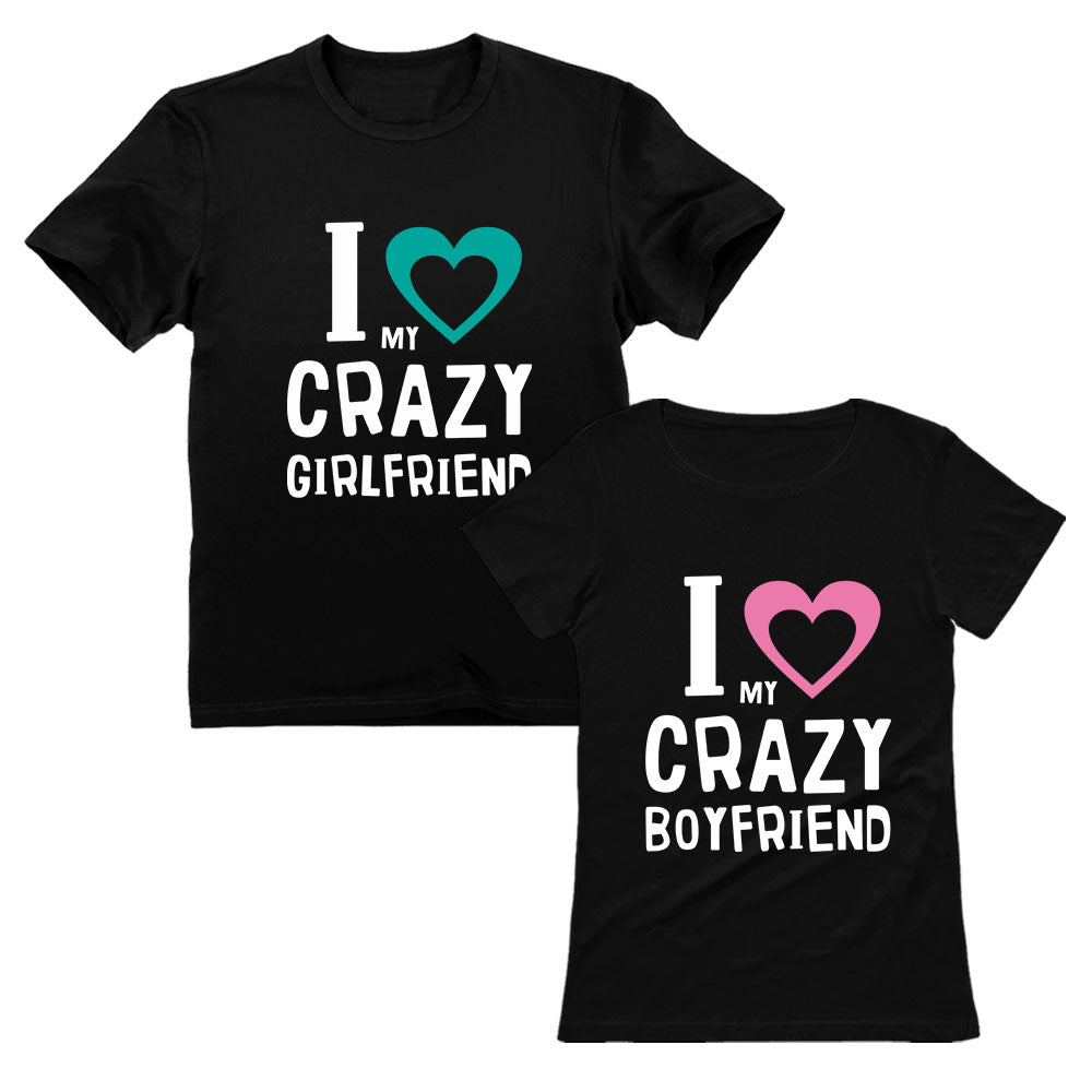 My Crazy Boyfriend & Girlfriend Matching Valentine's Day T-Shirts Gift Idea - Woman Black / Man Black 3