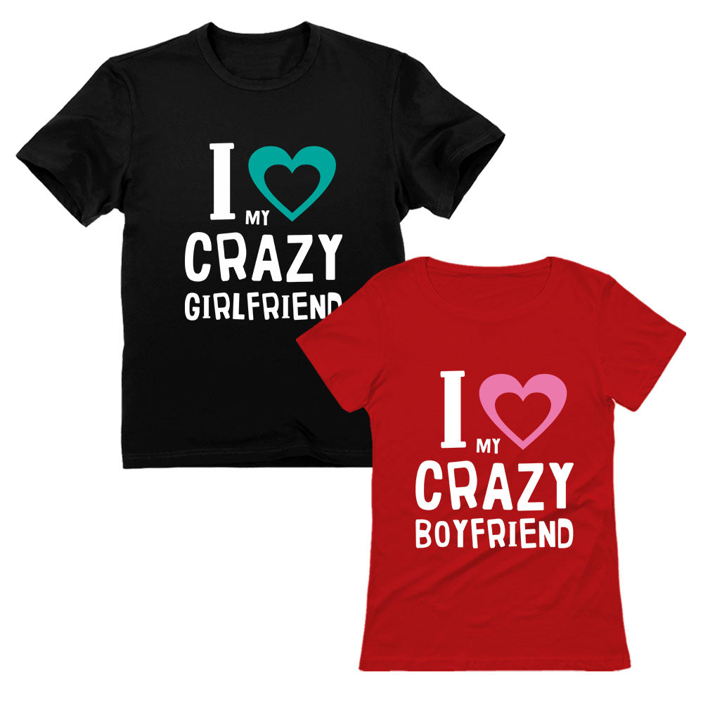 My Crazy Boyfriend & Girlfriend Matching Valentine's Day T-Shirts Gift Idea - Woman Red / Man Black 2