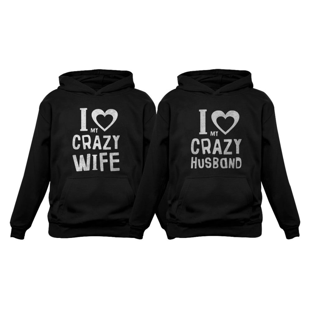 Love My Crazy Husband & Wife Matching Hoodie Wedding Valentine's Day Gift Set