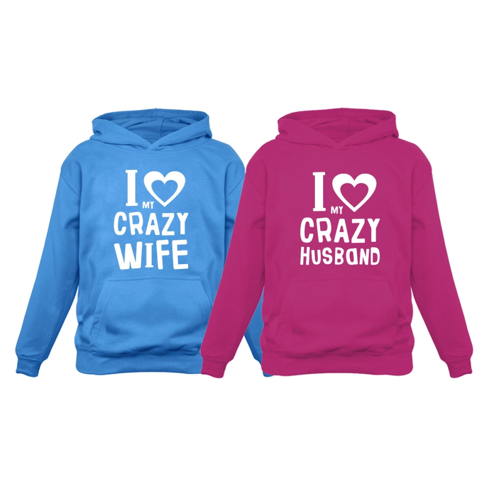 Love My Crazy Husband & Wife Matching Hoodie Wedding Valentine's Day Gift Set