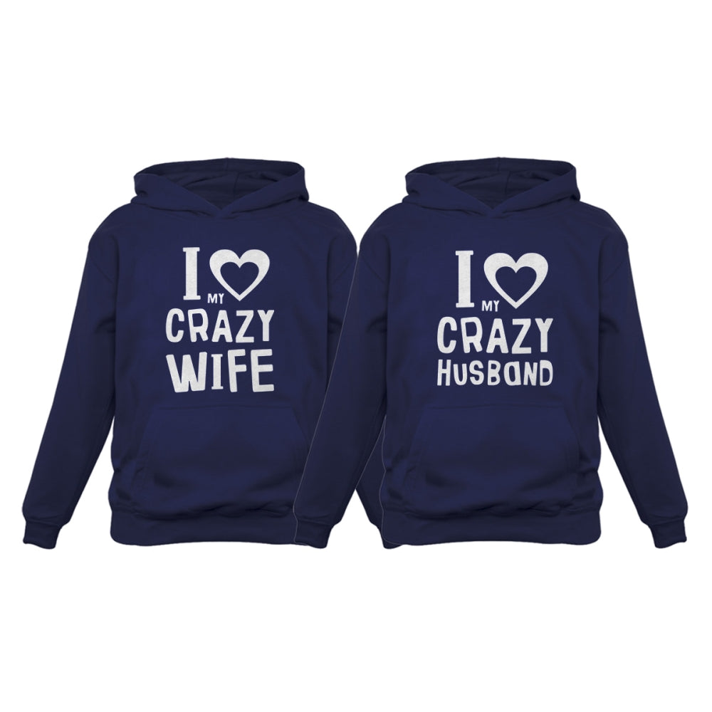 Love My Crazy Husband & Wife Matching Hoodie Wedding Valentine's Day Gift Set