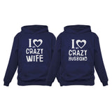 Thumbnail Love My Crazy Husband & Wife Matching Hoodie Wedding Valentine's Day Gift Set Man Blue / Women Blue 9