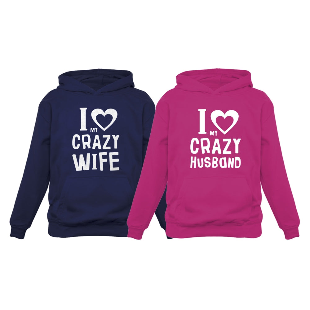 Love My Crazy Husband & Wife Matching Hoodie Wedding Valentine's Day Gift Set