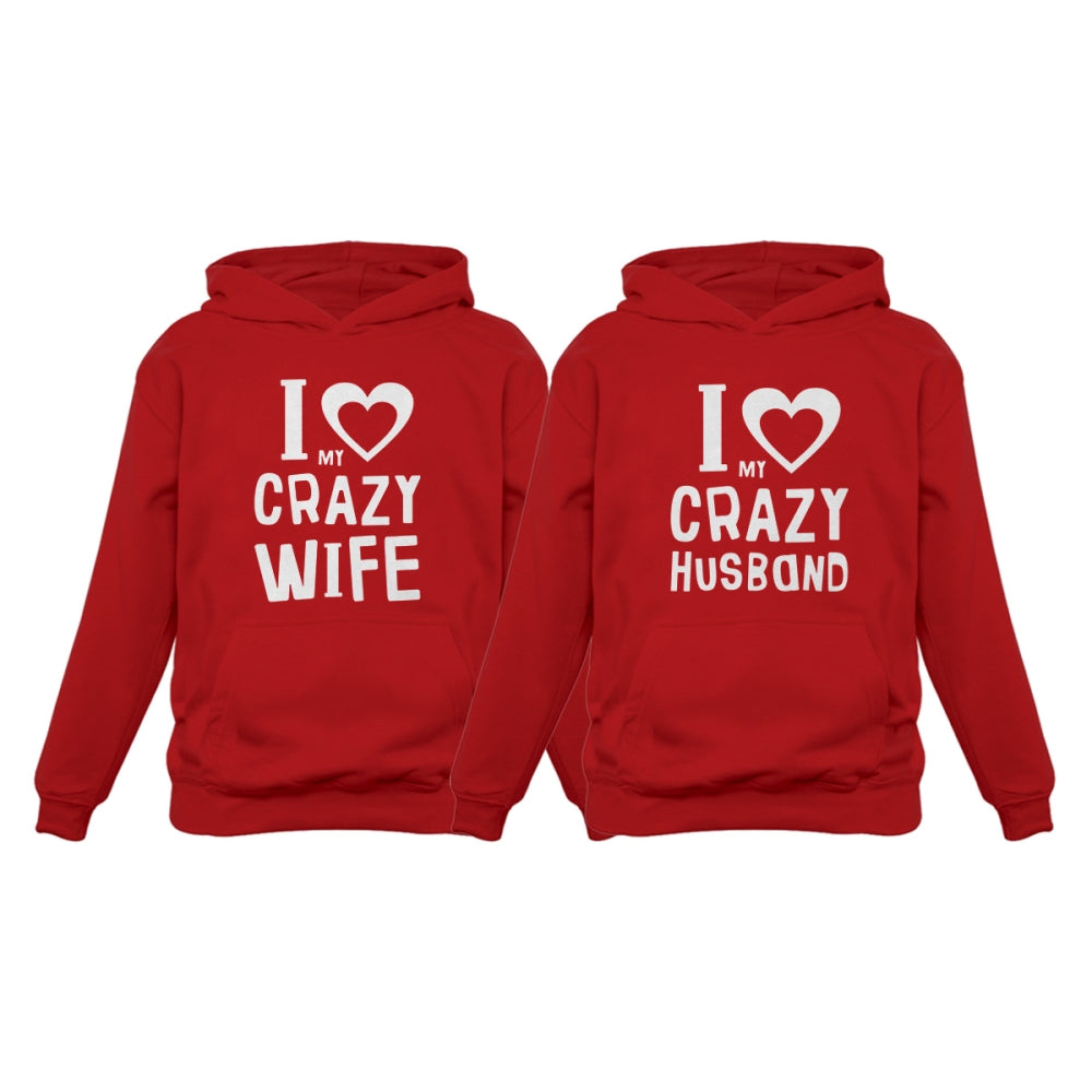 Love My Crazy Husband & Wife Matching Hoodie Wedding Valentine's Day Gift Set