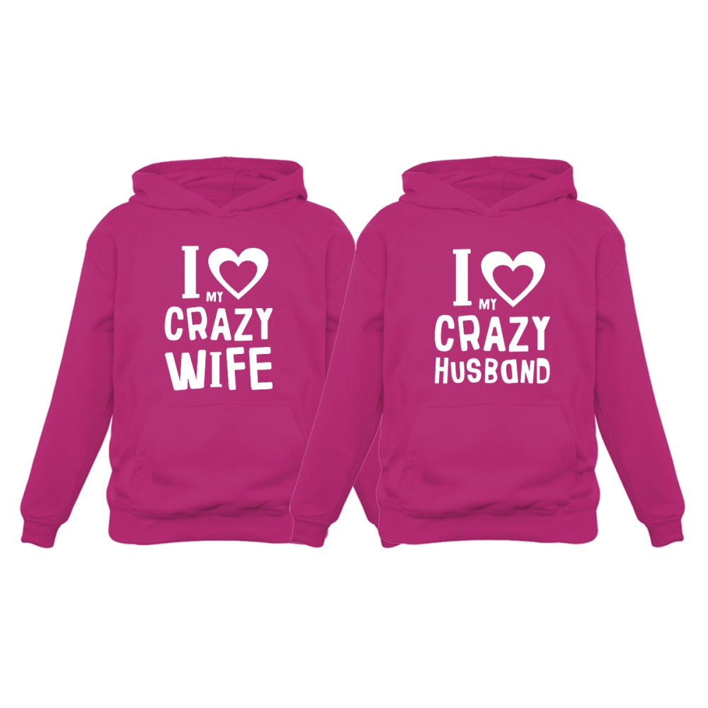 Love My Crazy Husband & Wife Matching Hoodie Wedding Valentine's Day Gift Set