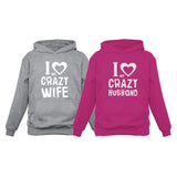 Thumbnail Love My Crazy Husband & Wife Matching Hoodie Wedding Valentine's Day Gift Set Man Gray / Women Pink 2