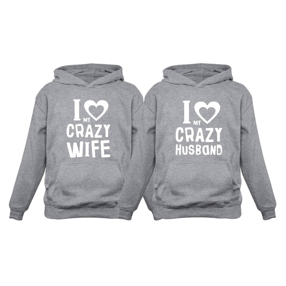 Love My Crazy Husband & Wife Matching Hoodie Wedding Valentine's Day Gift Set