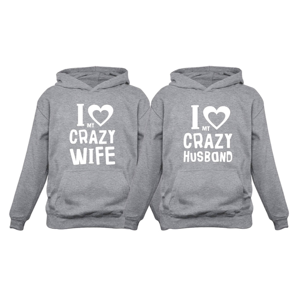 I Love My Crazy Husband/Wife Matching Hoodies - Man Gray / Women Gray 3
