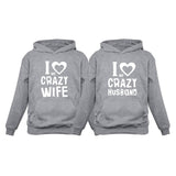 Thumbnail Love My Crazy Husband & Wife Matching Hoodie Wedding Valentine's Day Gift Set Man Gray / Women Gray 3