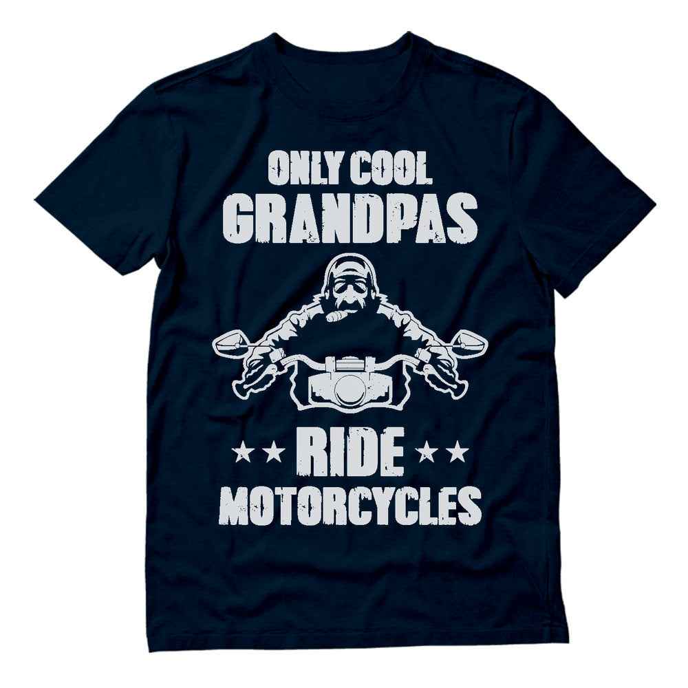 Only Cool Grandpas Ride Motorcycles T-Shirt - Navy 4