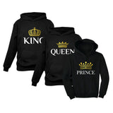Thumbnail King Queen & Prince Cute Matching Family Hoodie Set - Valentine's Gift Queen Black / King Black / Prince Black 1