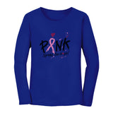Thumbnail Spread The Hope Pink Breast Cancer Awareness Long Sleeve Women's T-Shirt Blue 2
