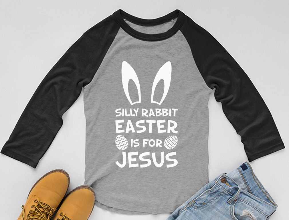 Silly Rabbit Easter Is for Jesus 3/4 Sleeve Baseball Jersey Toddler Shirt - Dark Gray 6