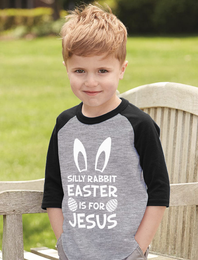 Silly Rabbit Easter Is for Jesus 3/4 Sleeve Baseball Jersey Toddler Shirt - Dark Gray 5