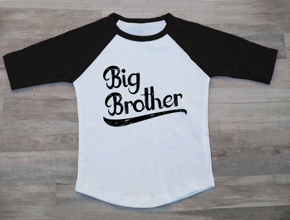 Big Brother Toddler Raglan 3/4 Sleeve Baseball Tee - black/white 4