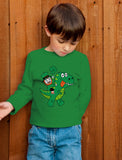Leprechaun Riding T-Rex Toddler Kids Long sleeve T-Shirt 