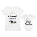 Blessed Mommy & Me Mom T-shirt & Daughter Bodysuit Matching Mother's Day Set 