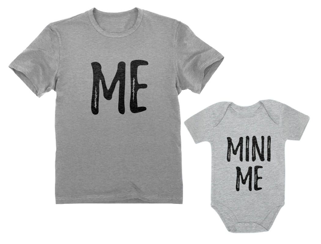 Dad and Son Matching Matching T-Shirt & Bodysuit Funny Me & Mini Me Matching Set - Gray 2