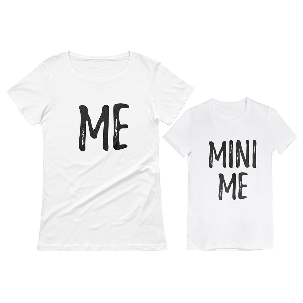 Mom and Daughter Matching T-Shirts Set Funny Me & Mini Me - White 1