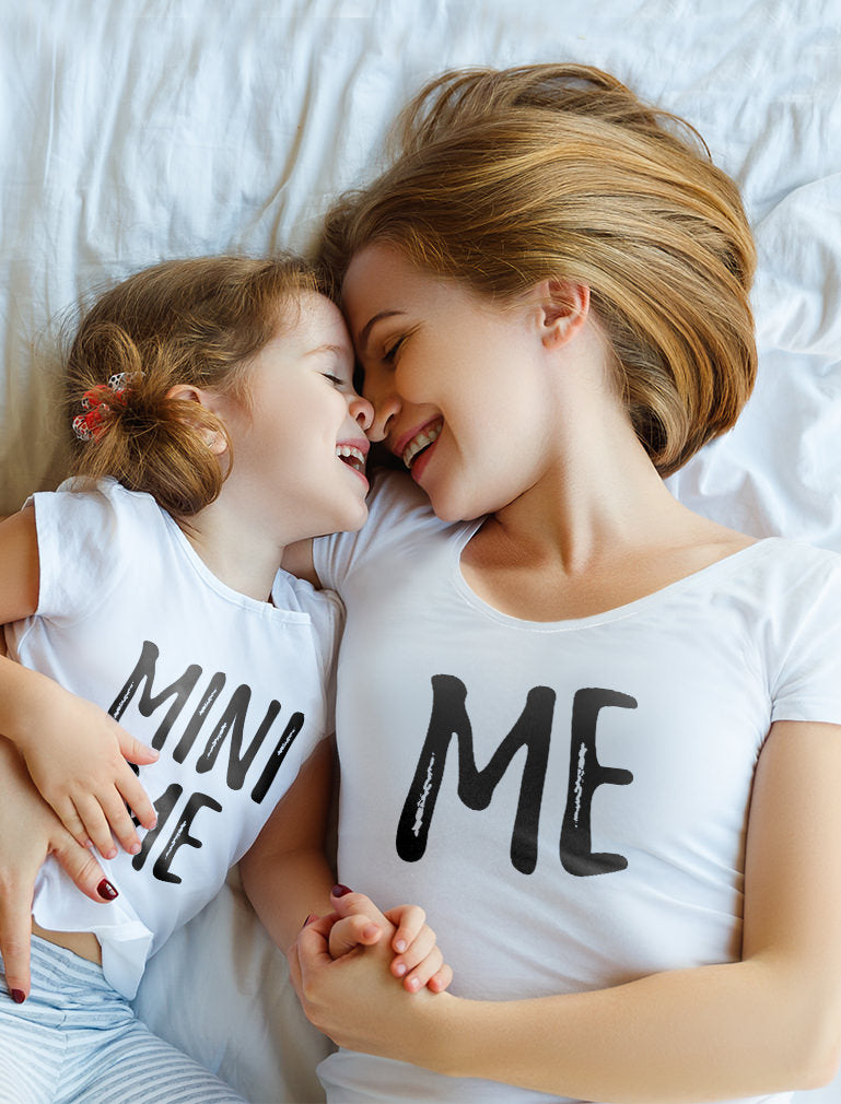 Mom and Daughter Matching T-Shirts Set Funny Me & Mini Me - Gray 5