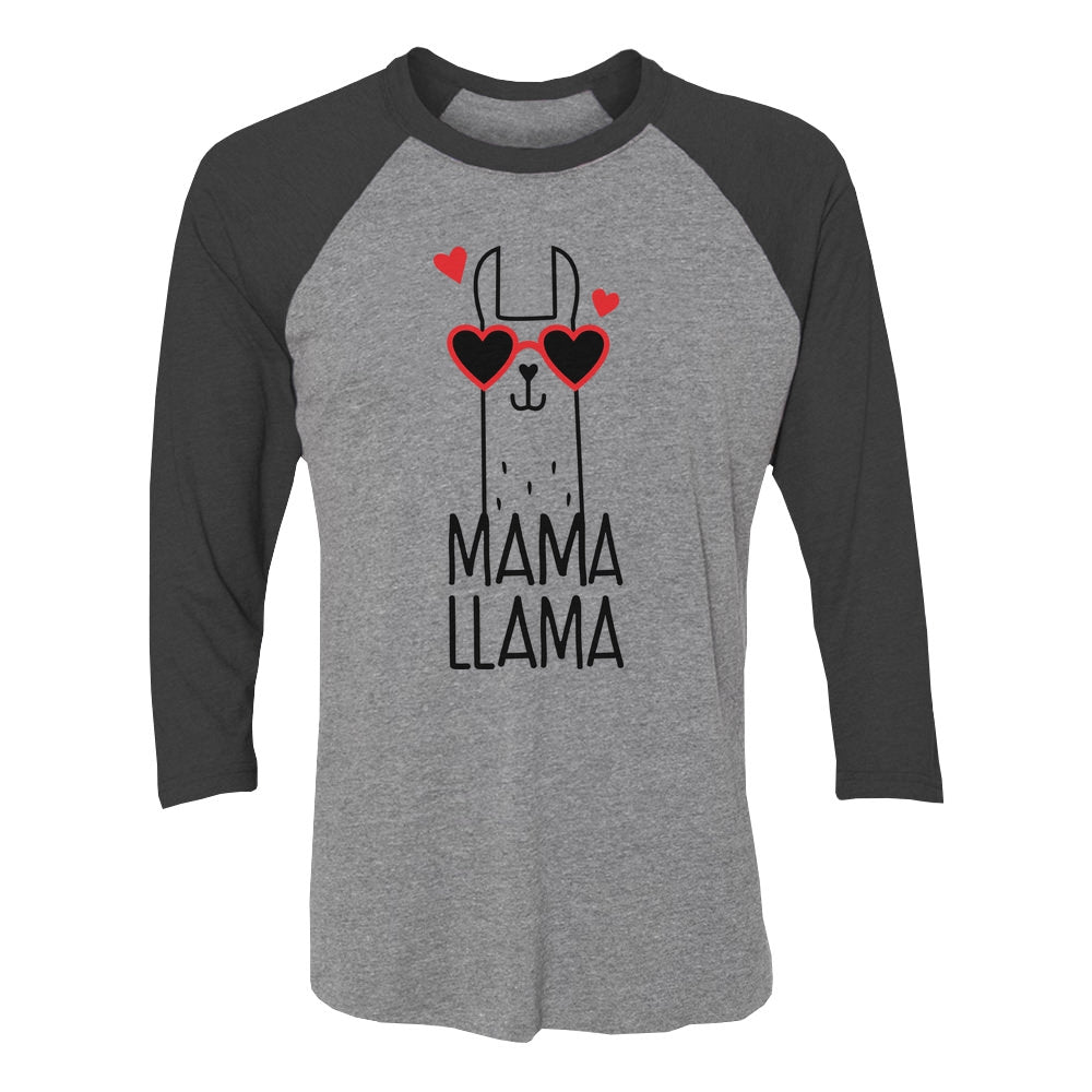 Mama Llama 3/4 Women Sleeve Baseball Jersey Shirt - black/gray 4