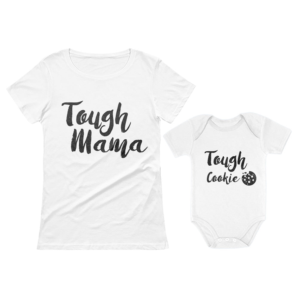 Tough Mama Tough Cookie Mother & Son / Daughter Matching Set Mom & Baby Shirts 