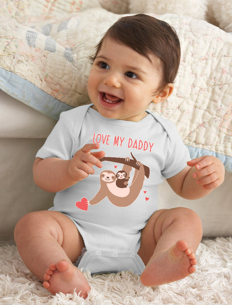 Love My Daddy Sloth Baby Bodysuit - Aqua 1