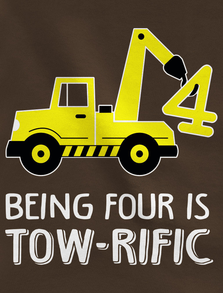 Being 4 Is Tow-Rific Birthday Gift Toddler Kids T-Shirt 