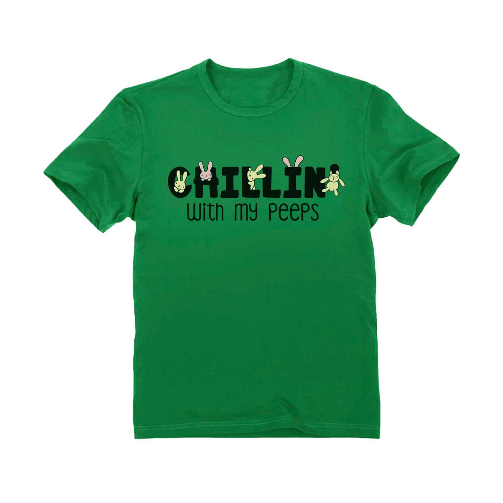 Happy Easter Chillin' My Peeps Easter Youth Kids T-Shirt - Green 6
