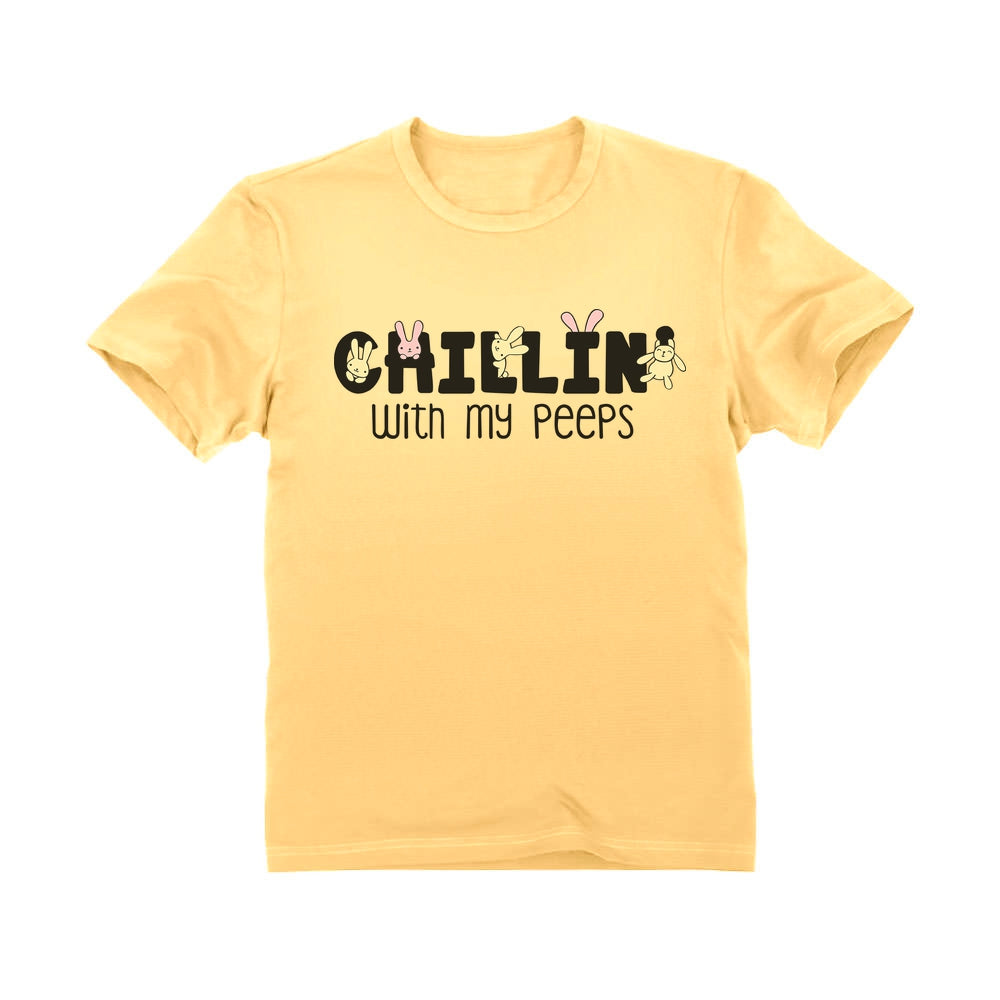 Happy Easter Chillin' My Peeps Easter Youth Kids T-Shirt - Yellow Haze 8