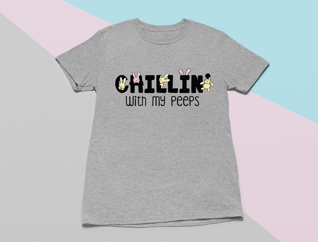 Happy Easter Chillin' My Peeps Easter Youth Kids T-Shirt - Yellow Haze 10