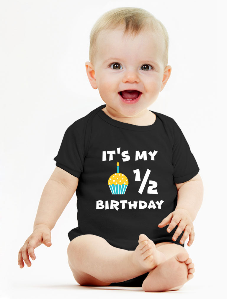 It's My Half Birthday Baby Bodysuit - Navy 7
