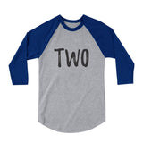 Two Year Old Birthday 3/4 Sleeve Baseball Jersey Shirt 