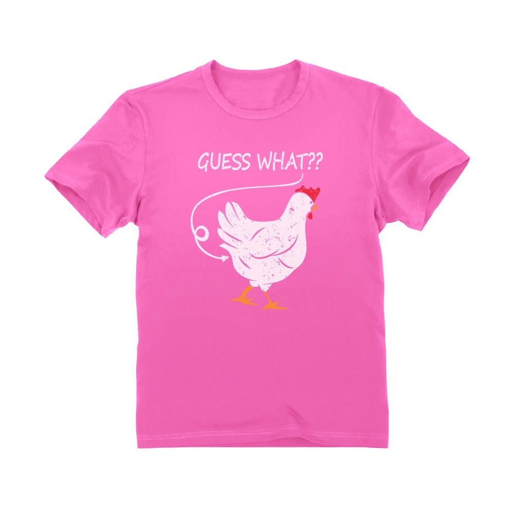 Guess What? Chicken Butt Youth T-Shirt - Pink 4